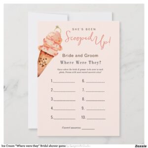 Ice Cream "Where were they" Bridal shower game Invitation