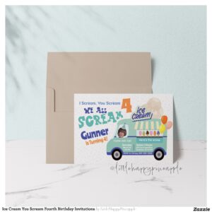 Ice Cream You Scream Fourth Birthday Invitations