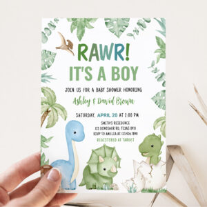 It's A Boy Dinosaur Baby Shower Invitation