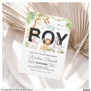 It's a Boy Safari A Wild one Baby Shower Invitation