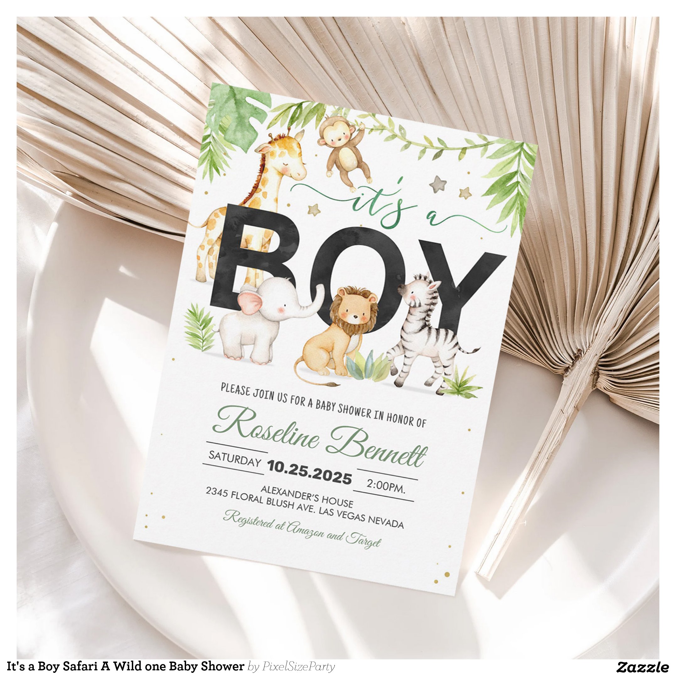 It's a Boy Safari A Wild one Baby Shower Invitation