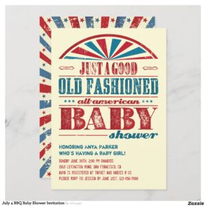 July 4 BBQ Baby Shower Invitation