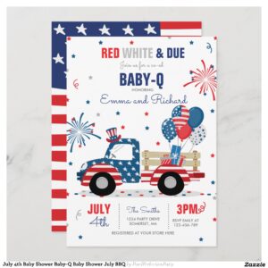 July 4th Baby Shower Baby-Q Baby Shower July BBQ Invitation