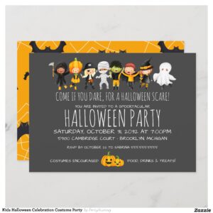 Kids Halloween Celebration Costume Party Invitation