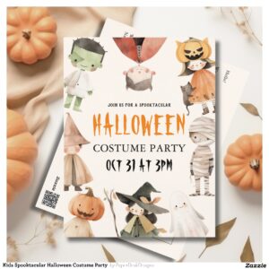 Kids Spooktacular Halloween Costume Party Invitation Postcard