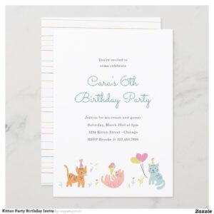 Kitten Party Birthday Invite