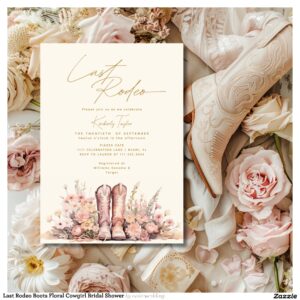 Last Rodeo Boots Floral Cowgirl Bridal Shower Invitation