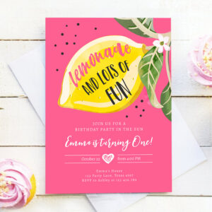 Lemonade and Lots of Fun Lemon Girl Birthday Invitation
