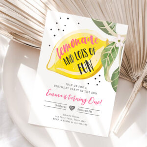 Lemonade and Lots of Fun Lemon Girl Birthday Invitation