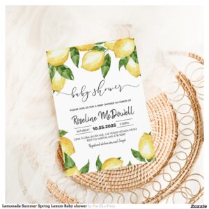 Lemonade Summer Spring Lemon Baby shower Invitation