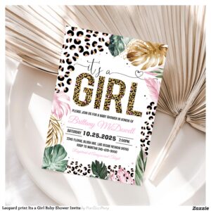Leopard print Its a Girl Baby Shower Invite