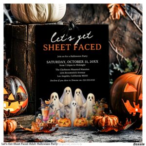 Let's Get Sheet Faced Adult Halloween Party Invitation