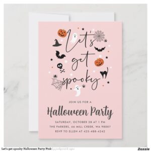 Let's get spooky Halloween Party Pink Invitation