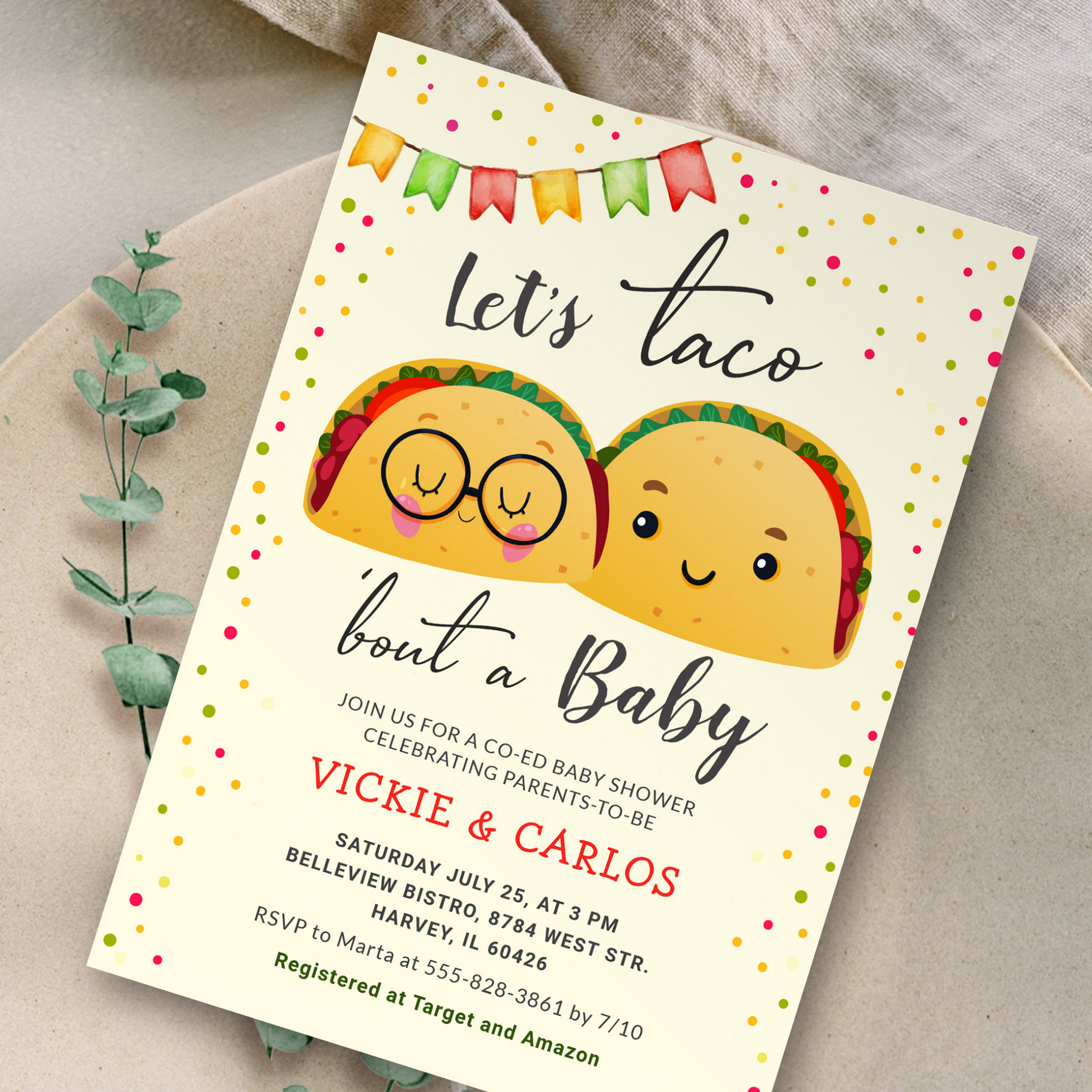 Let's Taco Bout a Baby Co-ed Fiesta Baby Shower Invitation