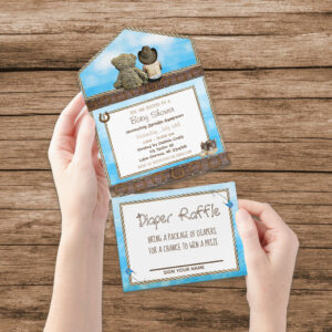 Lil Cowboy Rustic Boy's Baby Shower All In One All In One Invitation