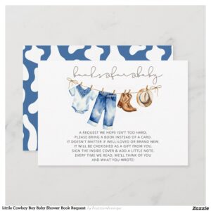 Little Cowboy Boy Baby Shower Book Request Enclosure Card