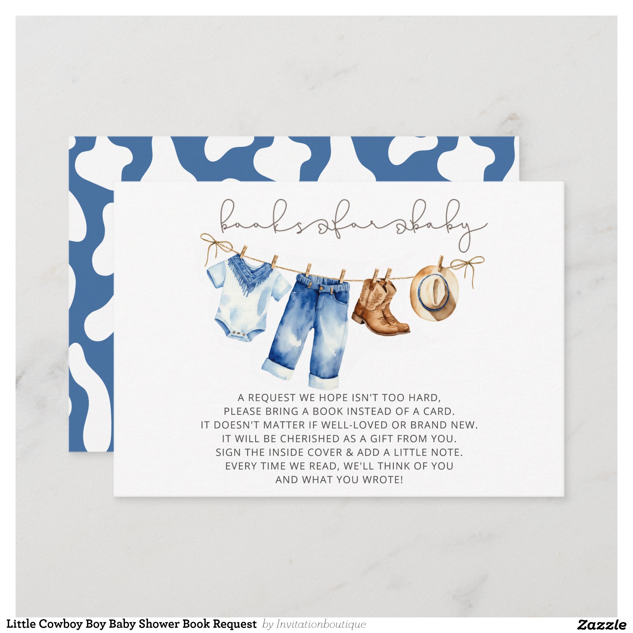 Little Cowboy Boy Baby Shower Book Request Enclosure Card