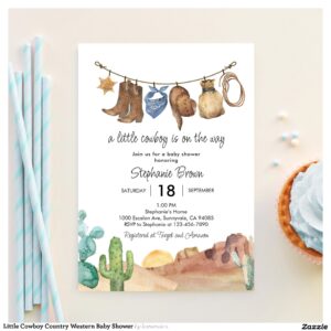 Little Cowboy Country Western Baby Shower Invitation