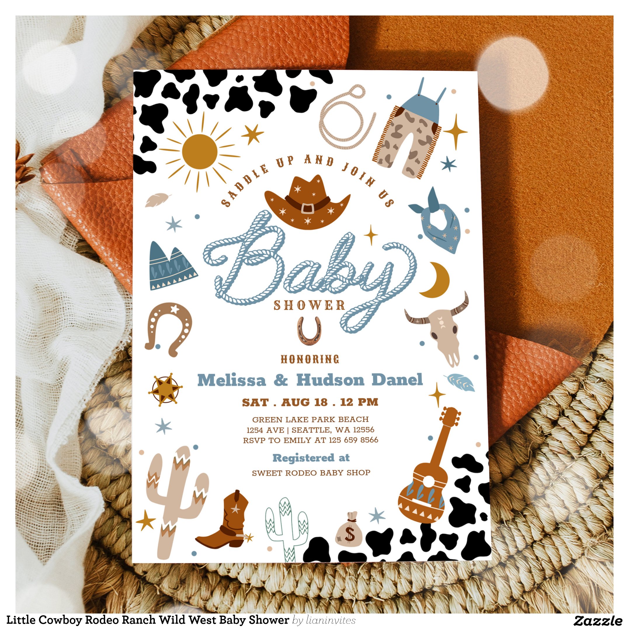 Little Cowboy Rodeo Ranch Wild West Baby Shower Invitation