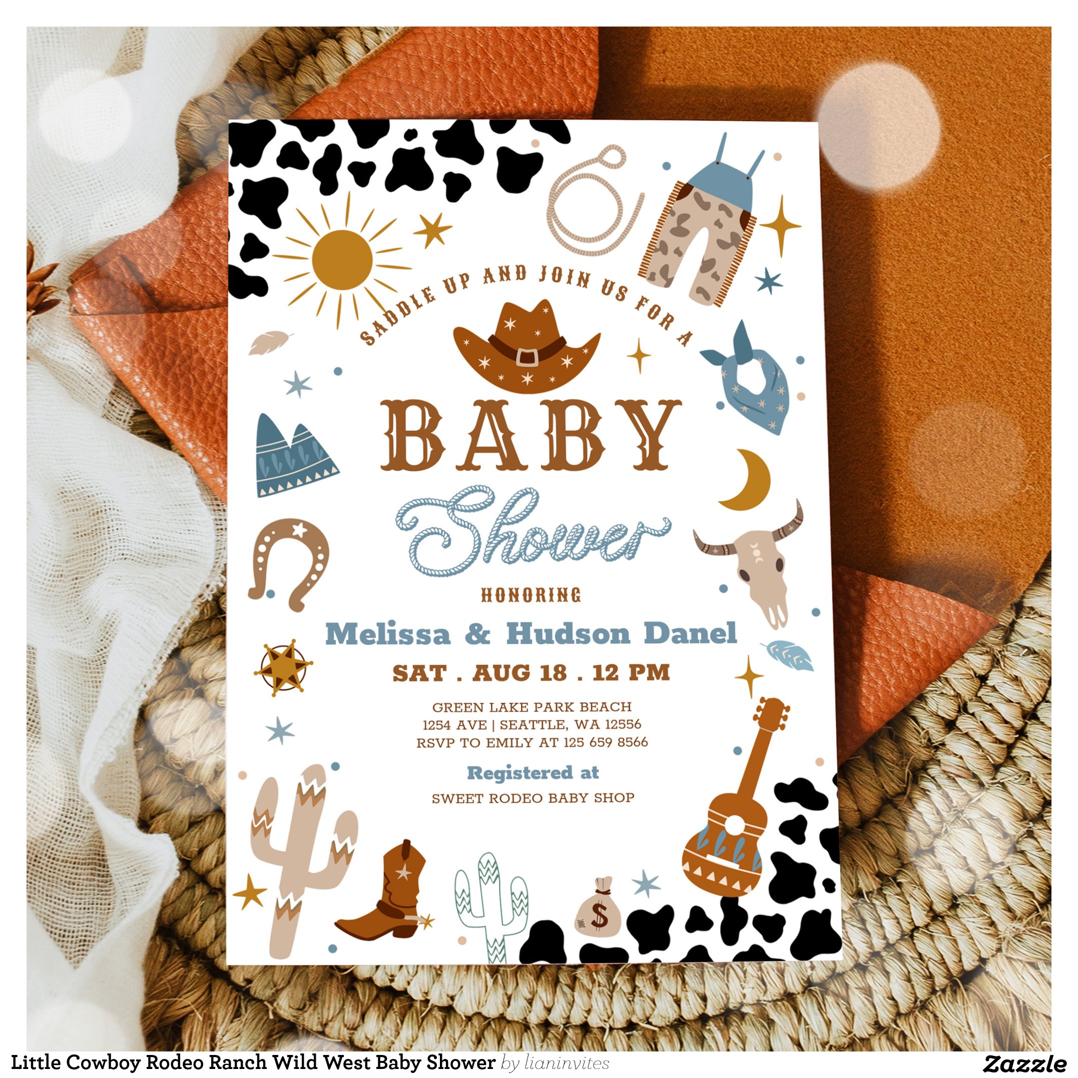 Little Cowboy Rodeo Ranch Wild West Baby Shower Invitation