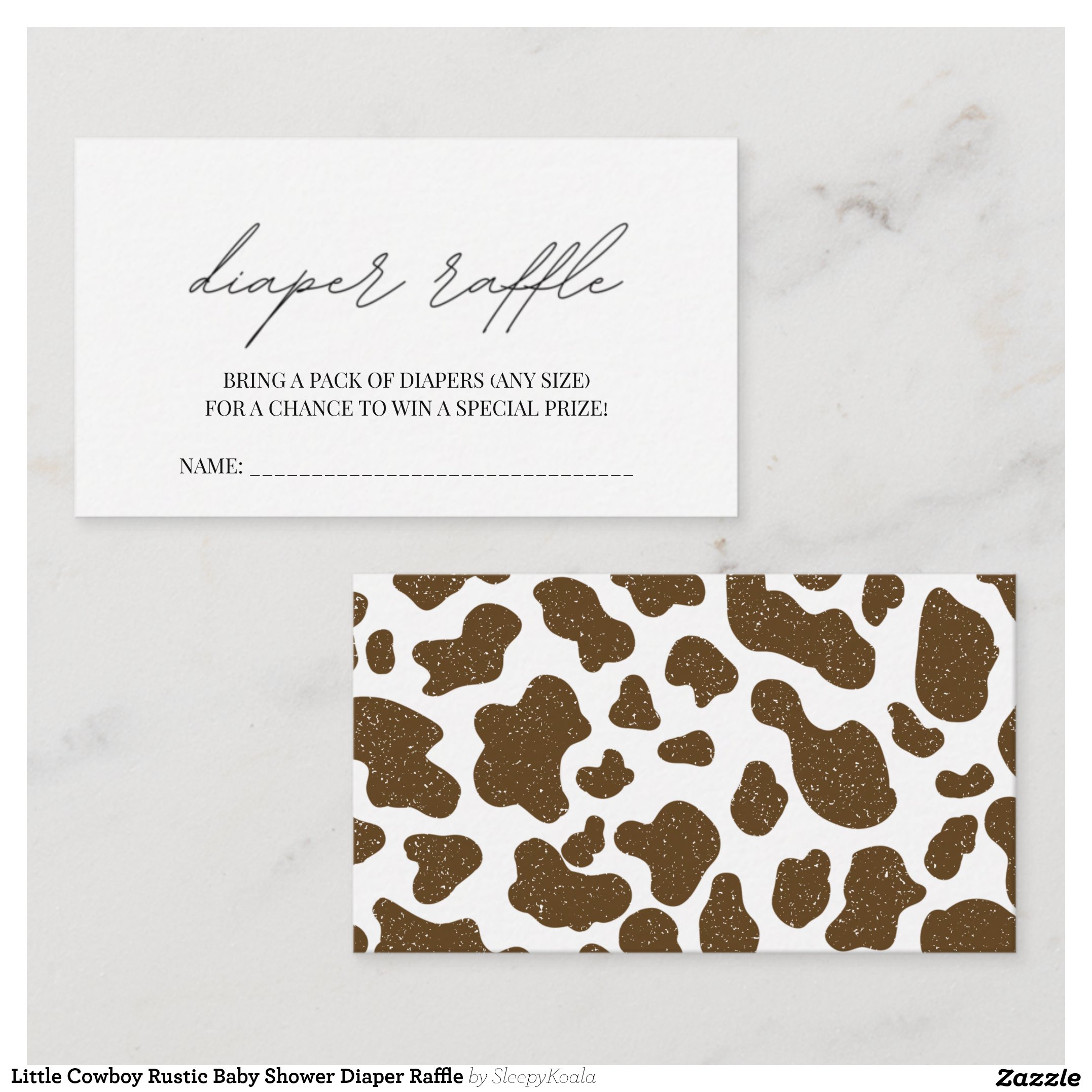 Little Cowboy Rustic Baby Shower Diaper Raffle Enclosure Card