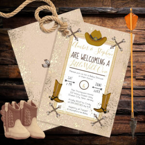 Little Wild One Rustic Western Arrows Baby Shower Invitation