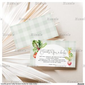 Locally grown baby farmers books for baby ticket enclosure card