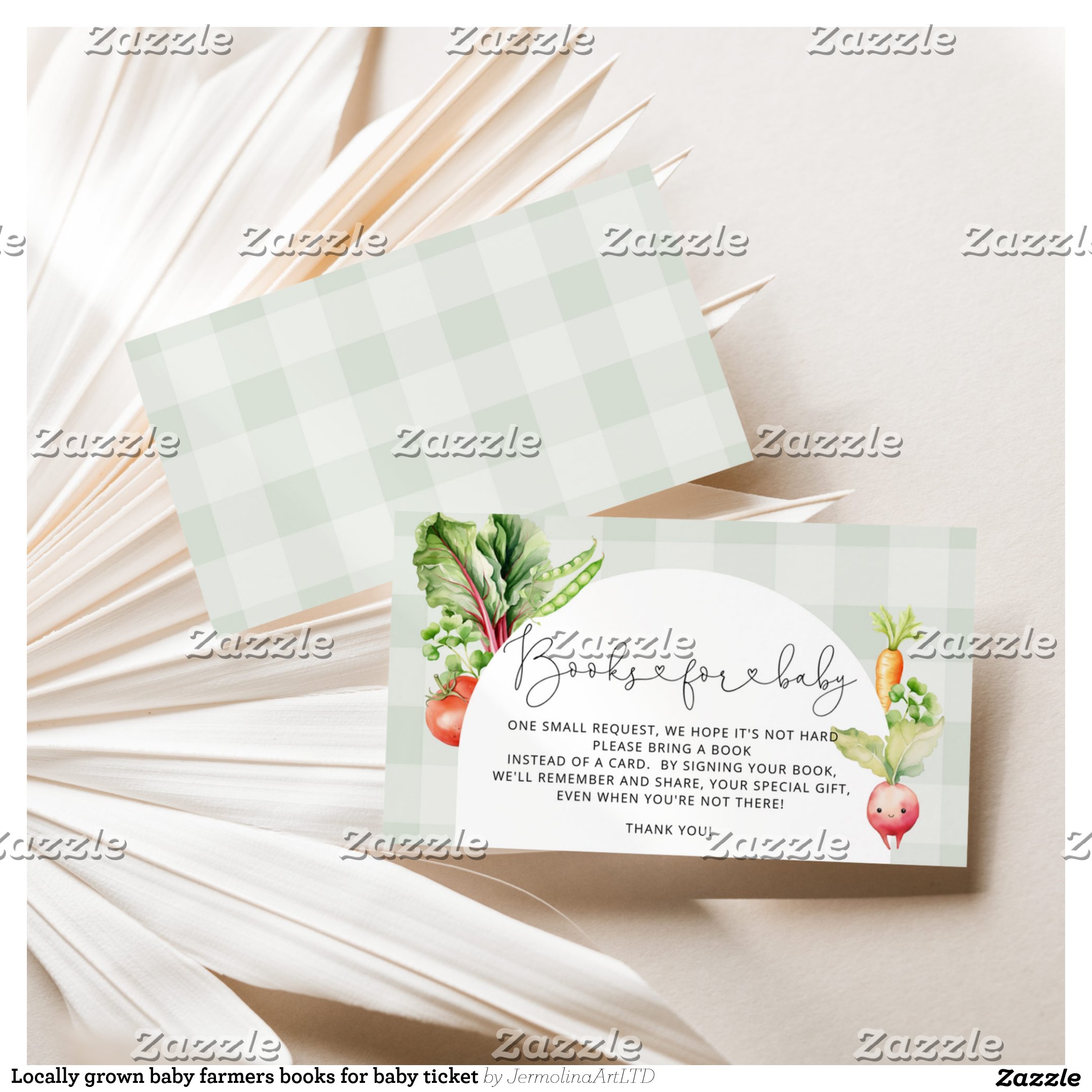 Locally grown baby farmers books for baby ticket enclosure card