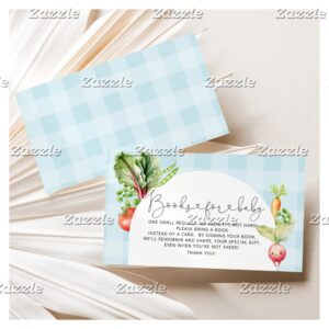 Locally grown baby farmers books for baby ticket enclosure card