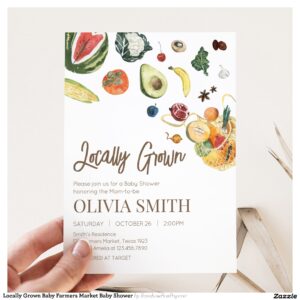 Locally Grown Baby Farmers Market Baby Shower Invitation