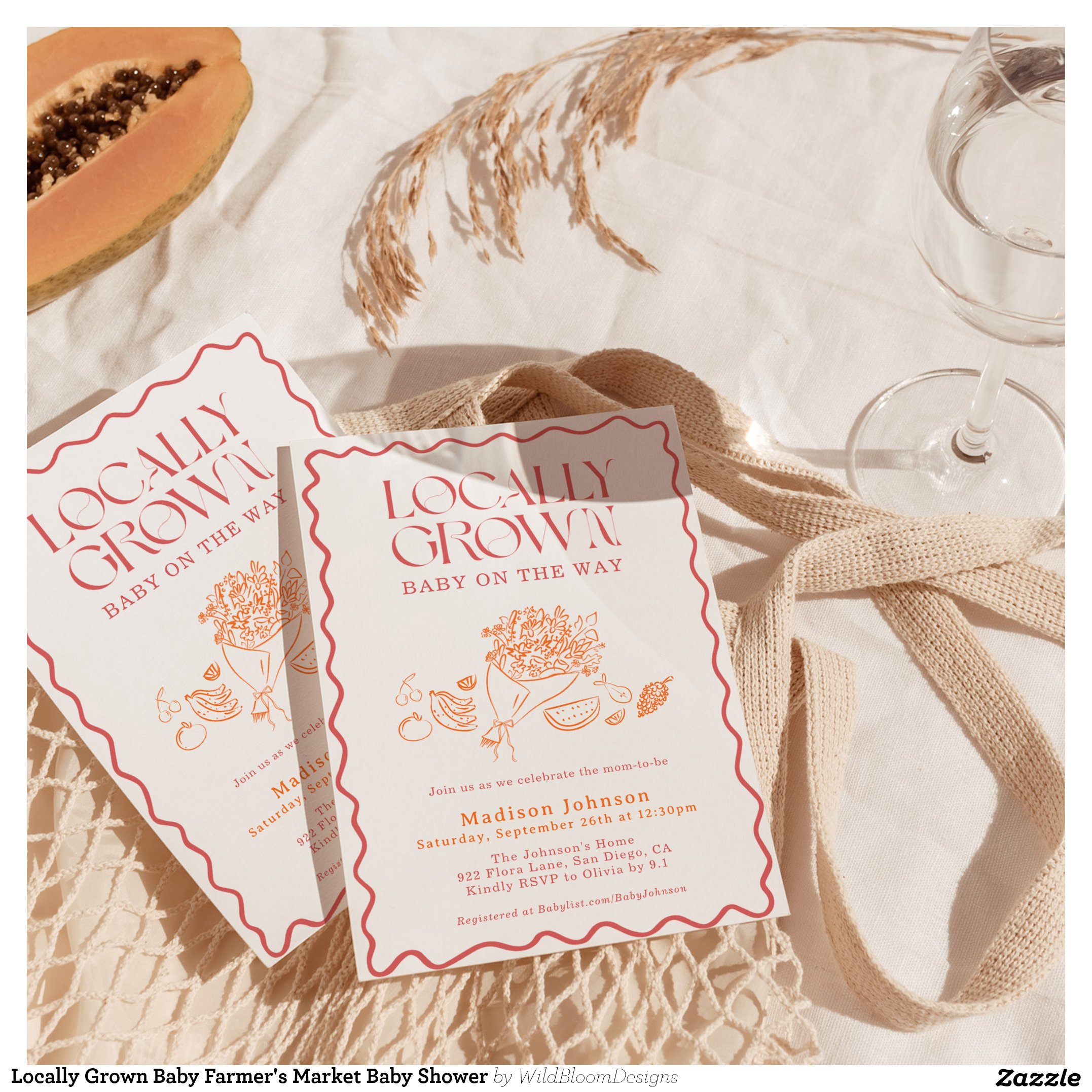 Locally Grown Baby Farmer's Market Baby Shower Invitation