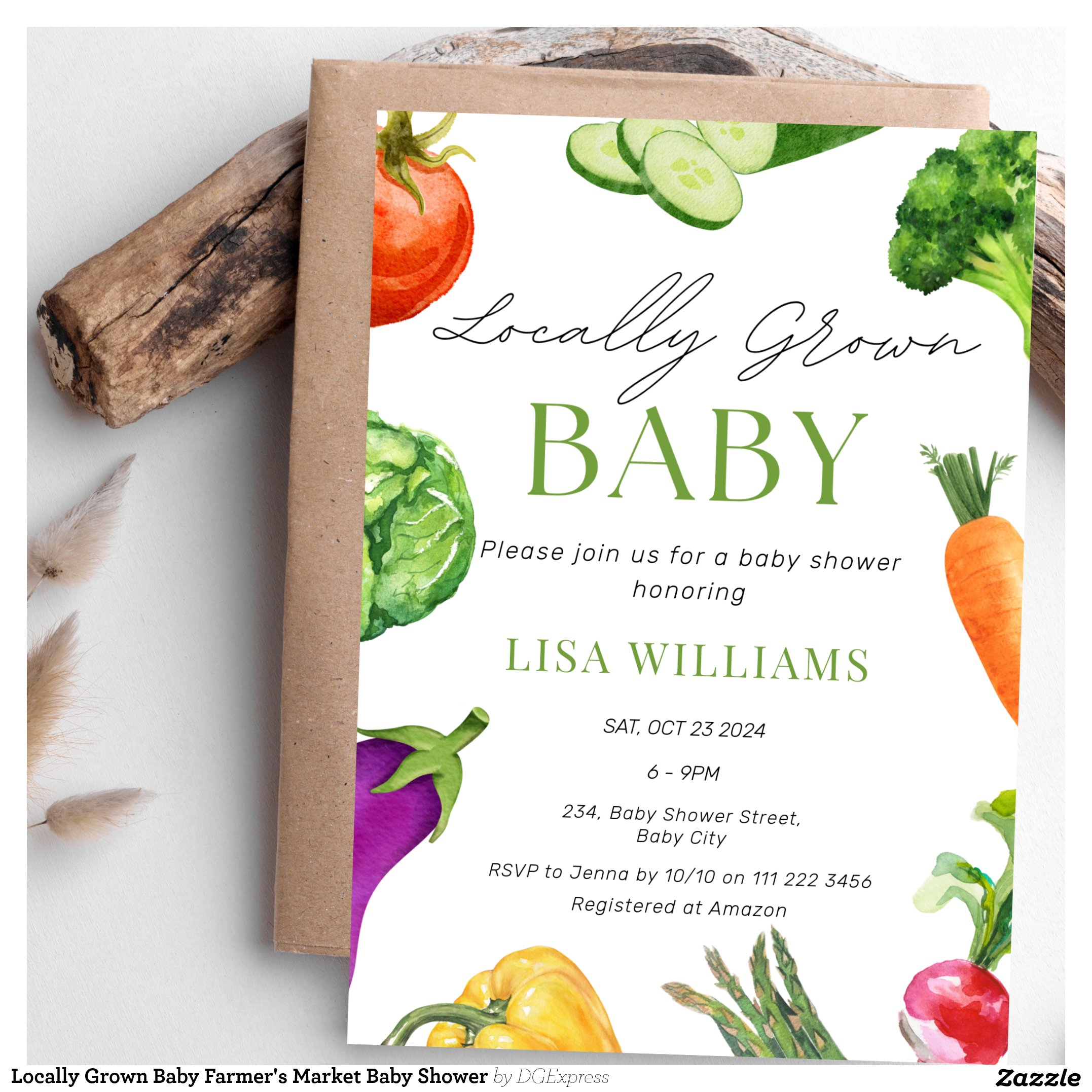 Locally Grown Baby Farmer's Market Baby Shower Invitation