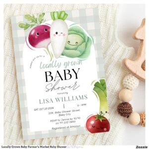 Locally Grown Baby Farmer's Market Baby Shower Invitation
