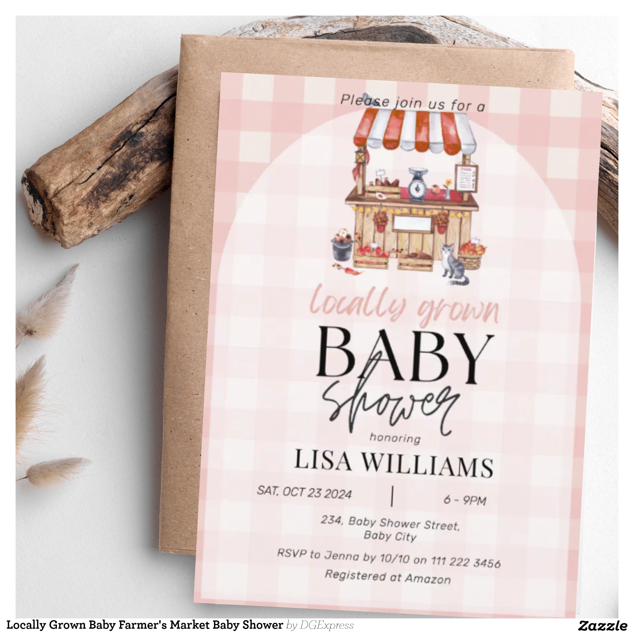 Locally Grown Baby Farmer's Market Baby Shower Invitation