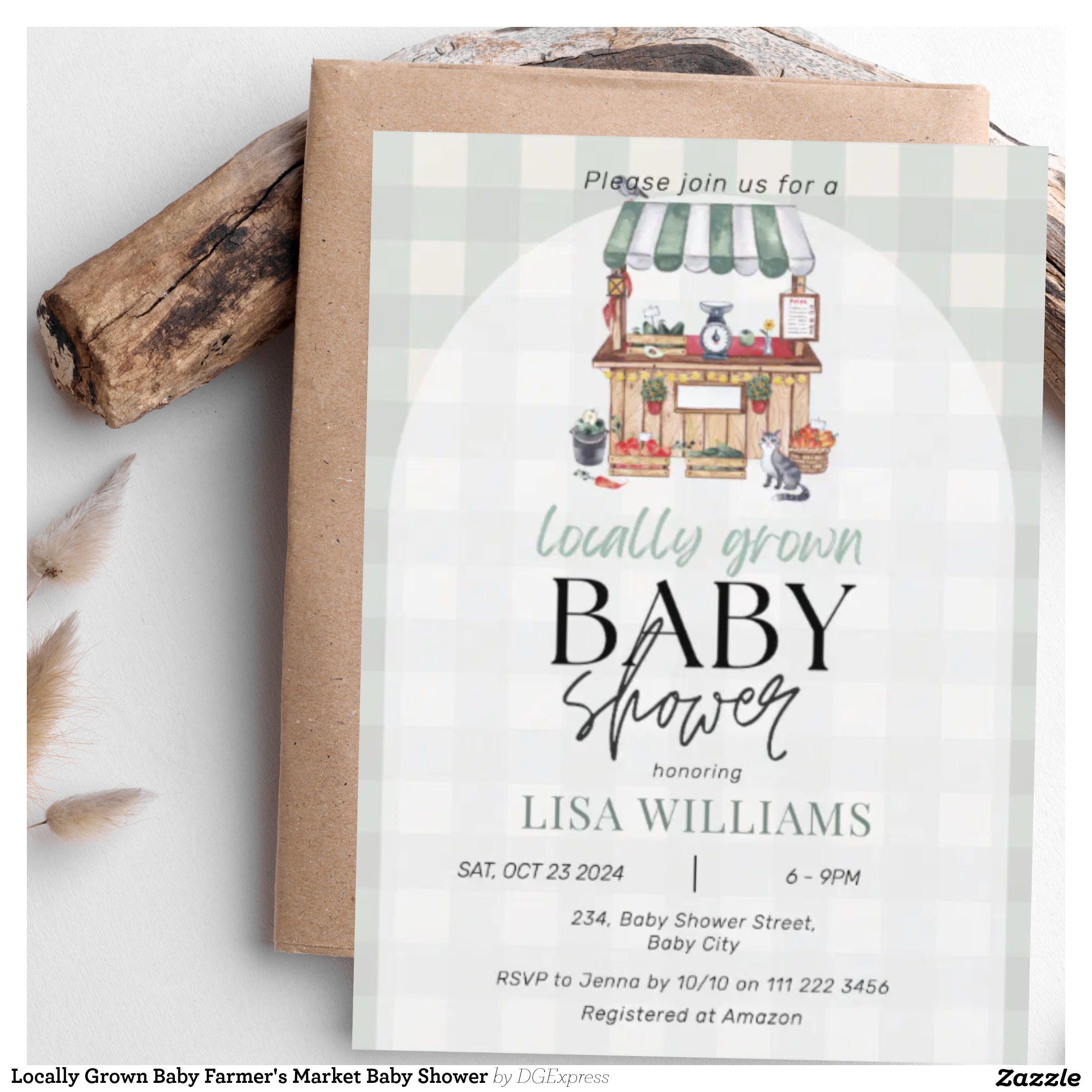 Locally Grown Baby Farmer's Market Baby Shower Invitation