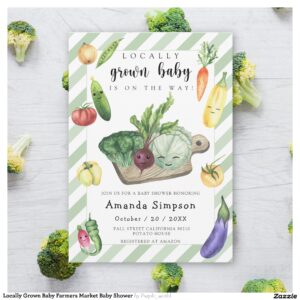 Locally Grown Baby Farmers Market Baby Shower Invitation