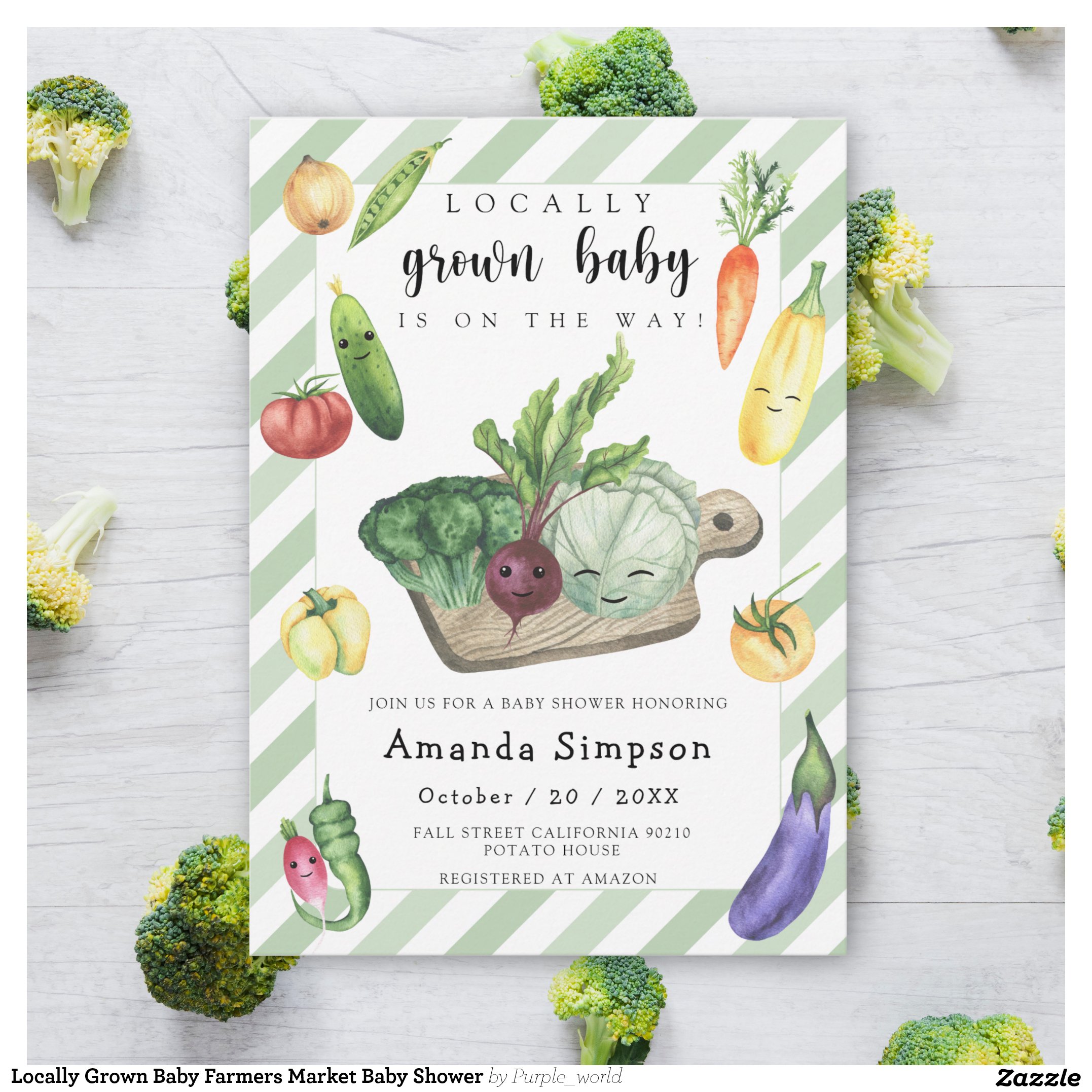 Locally Grown Baby Farmers Market Baby Shower Invitation