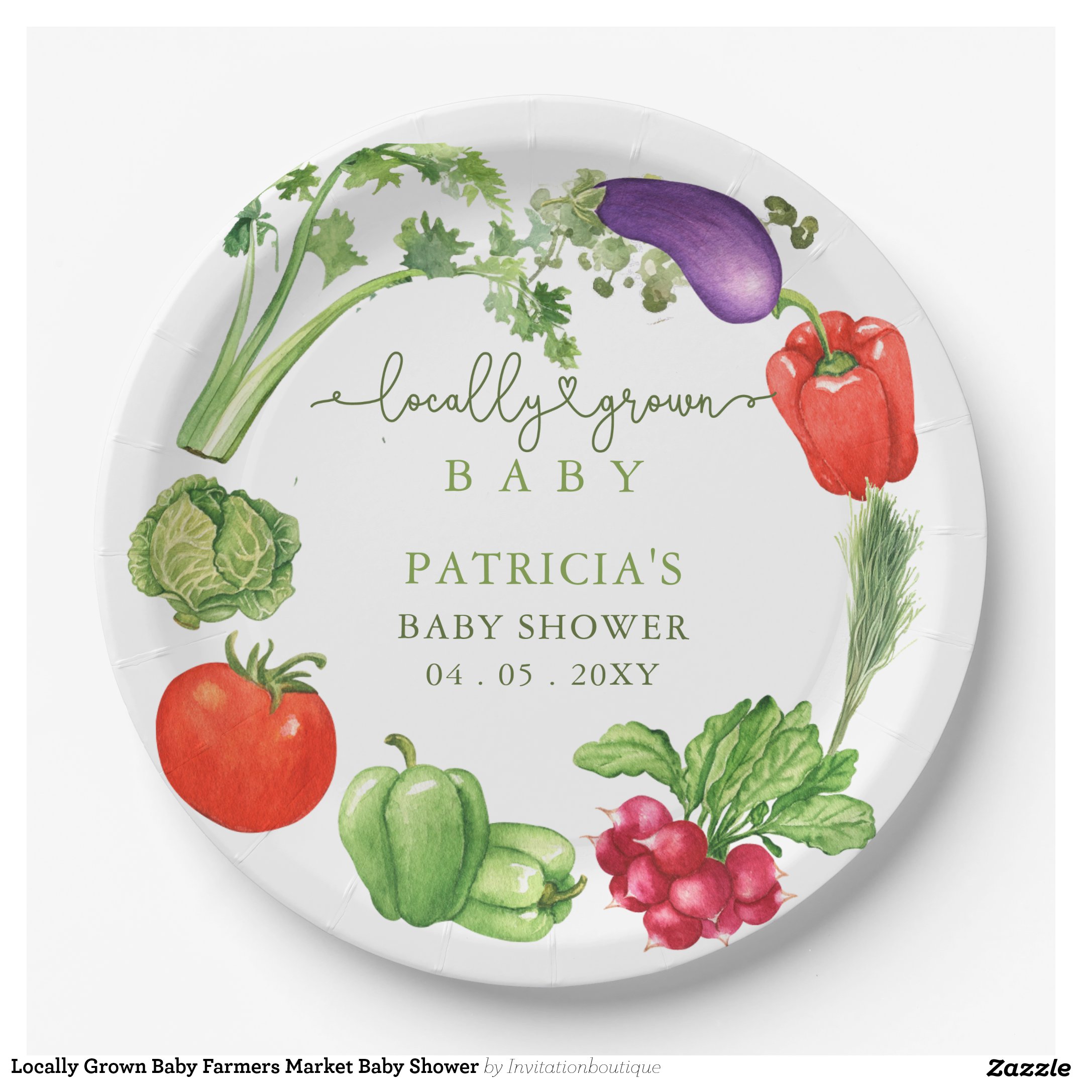 Locally Grown Baby Farmers Market Baby Shower Paper Plates