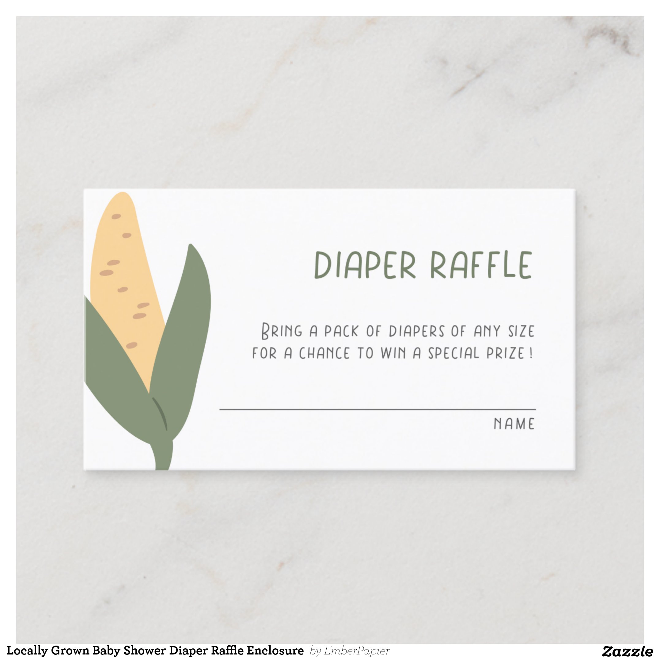 Locally Grown Baby Shower Diaper Raffle Enclosure Business Card