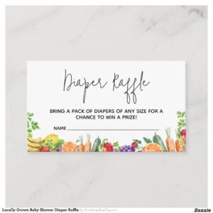 Locally Grown Baby Shower Diaper Raffle Enclosure Card