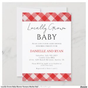 Locally Grown Baby Shower Farmers Market Red Invitation