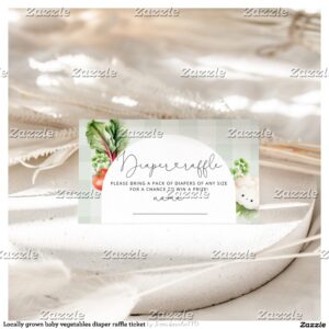 Locally grown baby vegetables diaper raffle ticket enclosure card