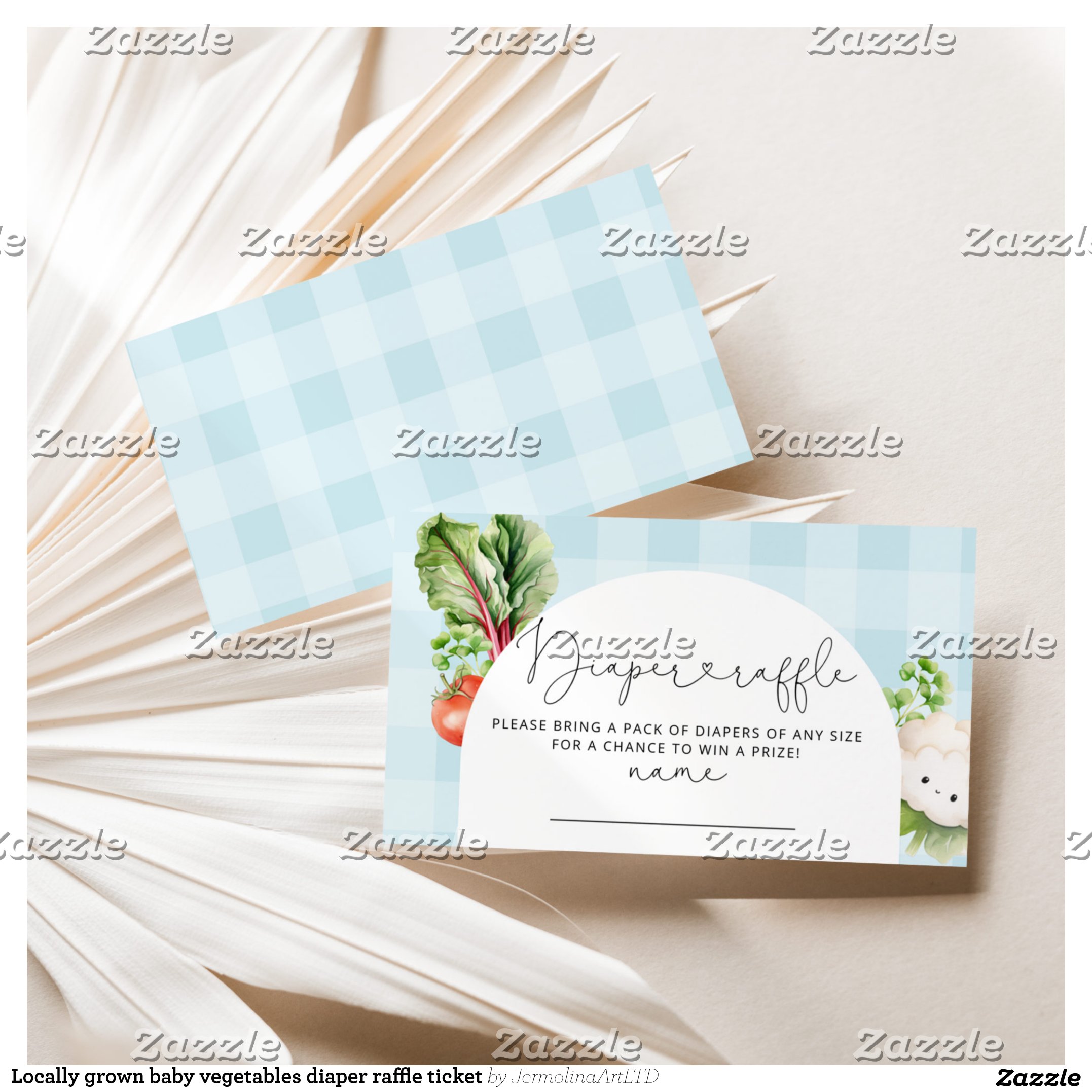 Locally grown baby vegetables diaper raffle ticket enclosure card