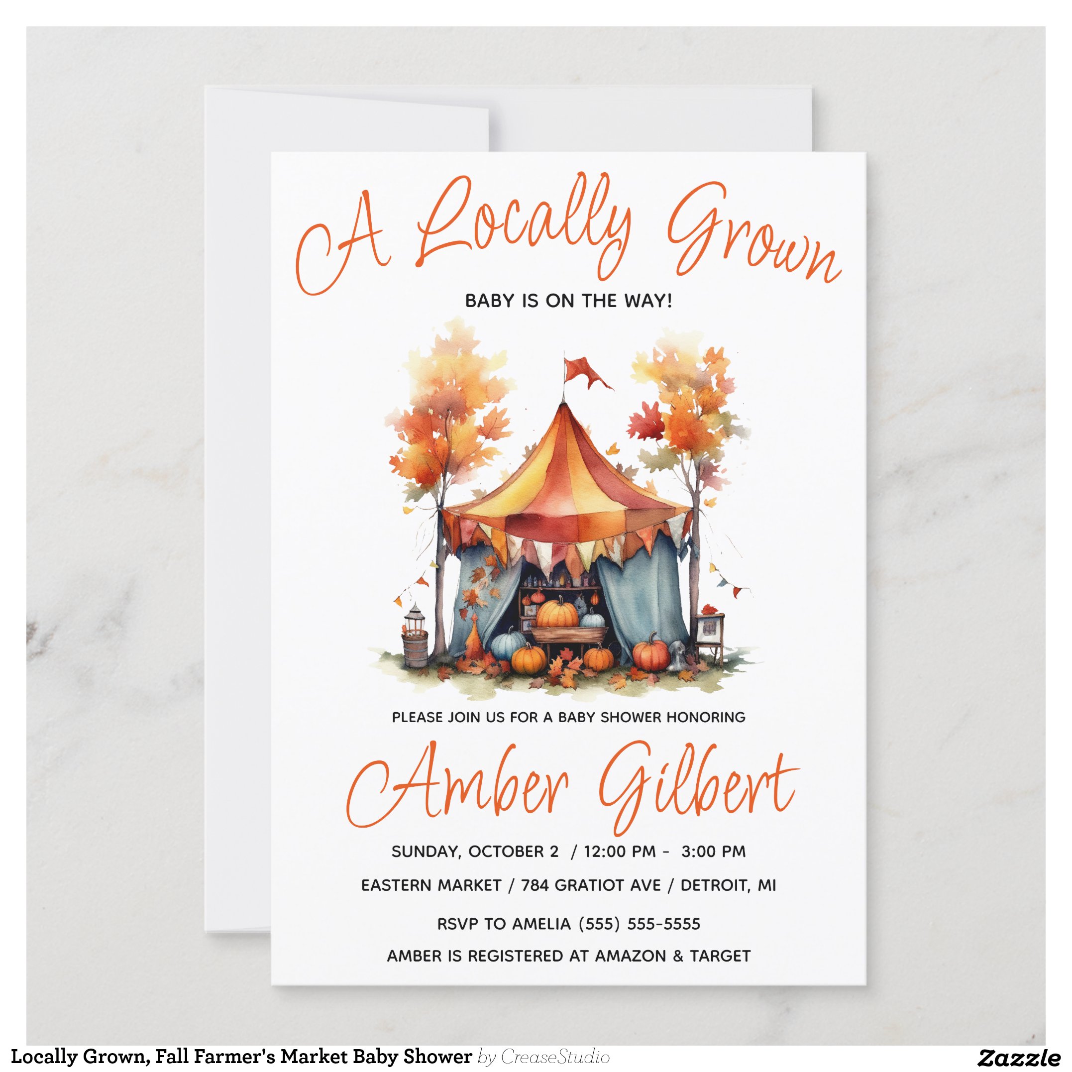 Locally Grown, Fall Farmer's Market Baby Shower Invitation
