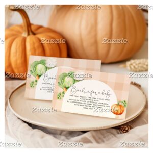 Locally grown fall pumpkin books for baby ticket enclosure card