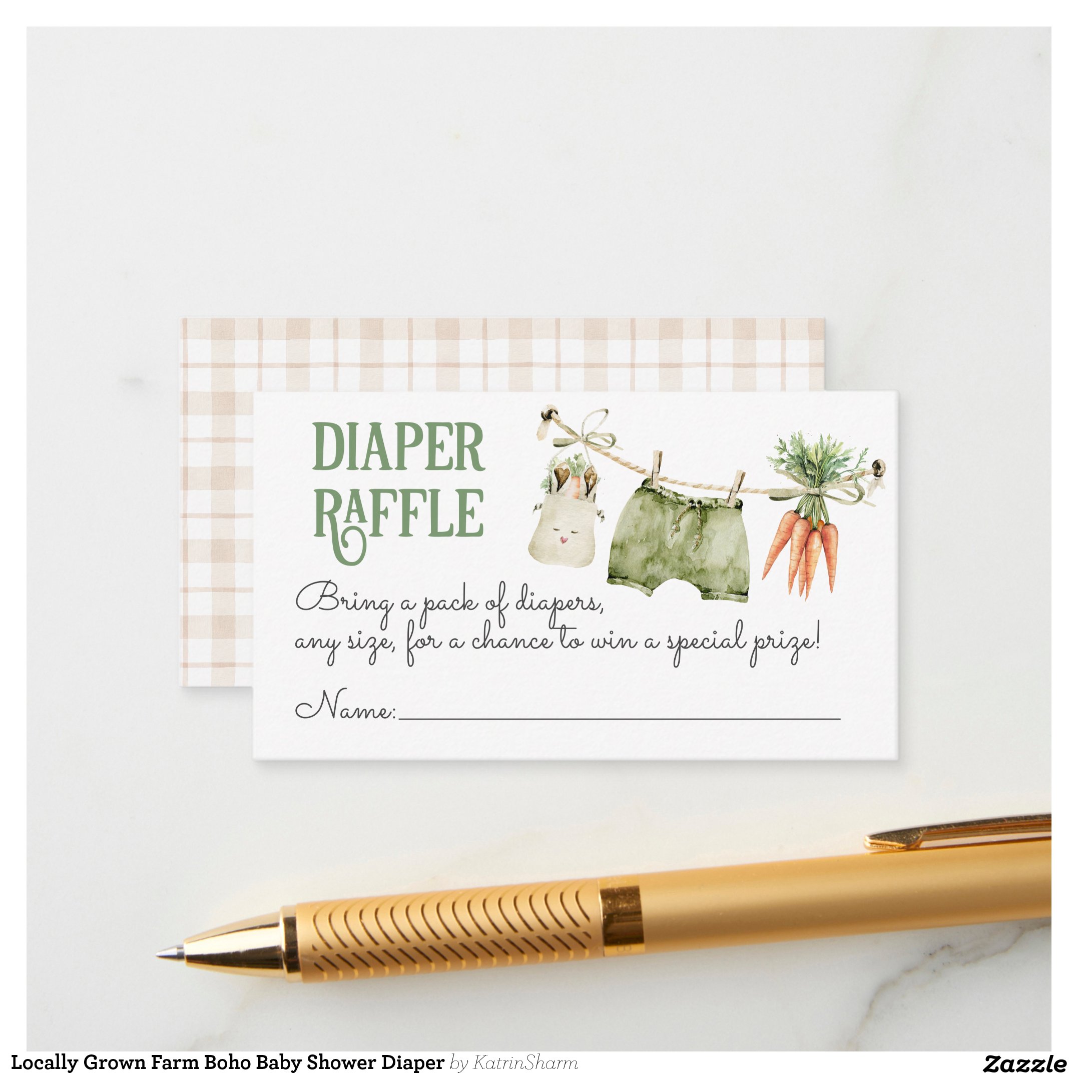 Locally Grown Farm Boho Baby Shower Diaper Enclosure Card