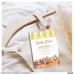 Locally Grown Farm Veggie Fruits Baby Shower Invitation