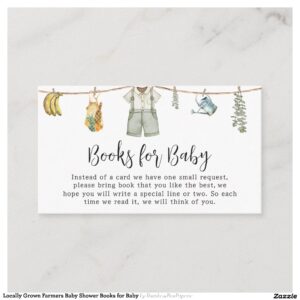 Locally Grown Farmers Baby Shower Books for Baby Enclosure Card
