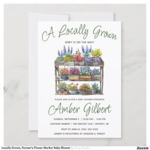 Locally Grown, Farmer's Flower Market Baby Shower Invitation