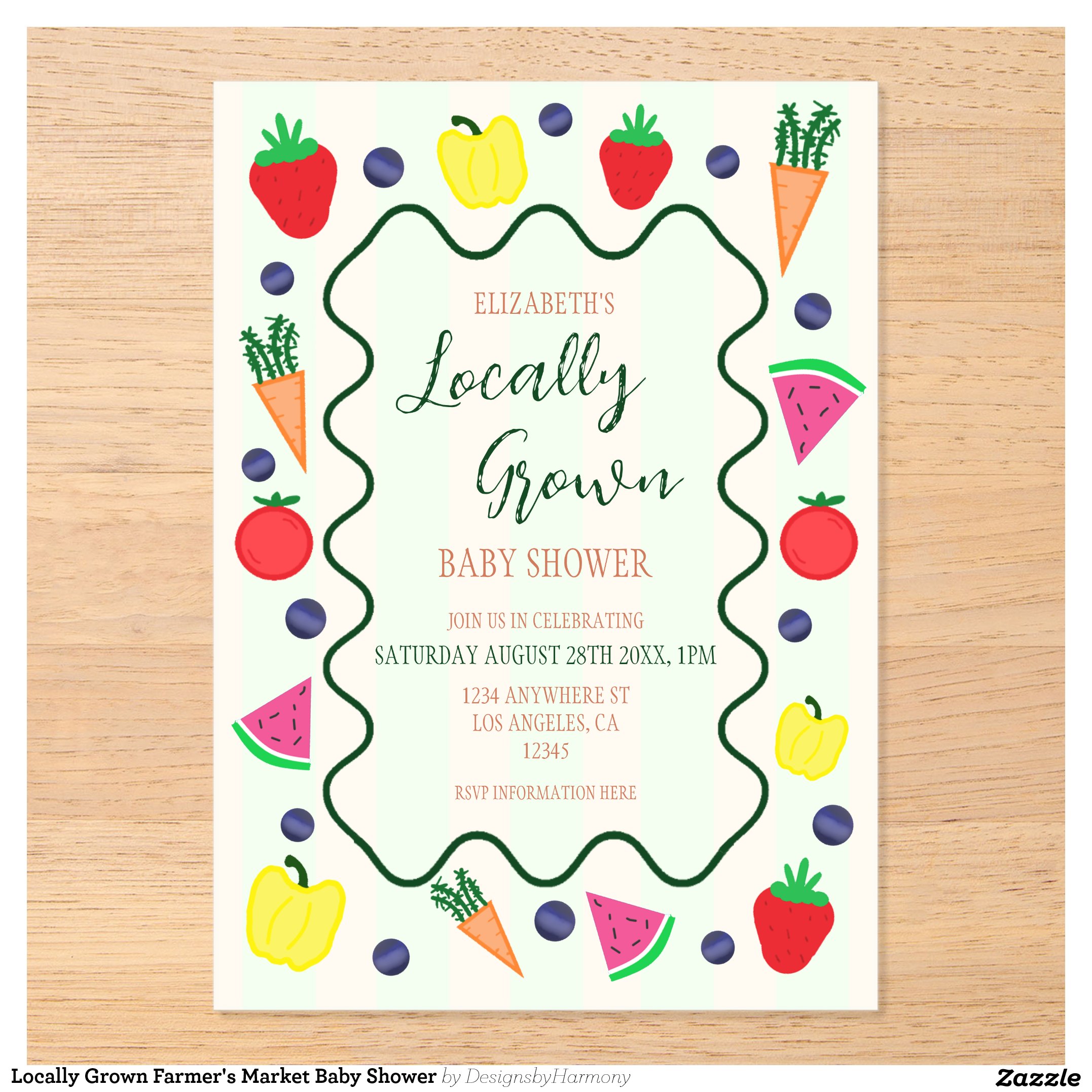 Locally Grown Farmer's Market Baby Shower Acrylic Invitations